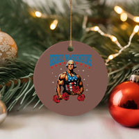 Funny George Washington Gym Ceramic Ornament Muscular Flex Workout 4th of July - Wonder Print Shop