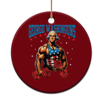 Funny George Washington Gym Ceramic Ornament Muscular Flex Workout 4th of July - Wonder Print Shop