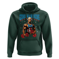 Funny George Washington Gym Hoodie Muscular Flex Workout 4th of July - Wonder Print Shop