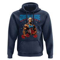 Funny George Washington Gym Hoodie Muscular Flex Workout 4th of July - Wonder Print Shop