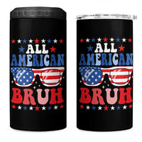 All American Bruh Patriotic 4th Of July 4 in 1 Can Cooler Tumbler USA Flag Sunglasses Teens Kids - Wonder Print Shop