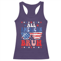 All American Bruh Patriotic 4th Of July Racerback Tank Top USA Flag Sunglasses Teens Kids - Wonder Print Shop