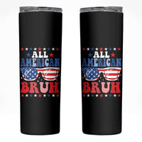 All American Bruh Patriotic 4th Of July Skinny Tumbler USA Flag Sunglasses Teens Kids - Wonder Print Shop