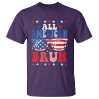 All American Bruh Patriotic 4th Of July T Shirt USA Flag Sunglasses Teens Kids - Wonder Print Shop