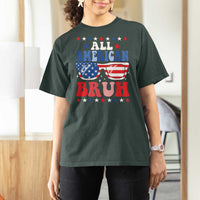 All American Bruh Patriotic 4th Of July T Shirt For Women USA Flag Sunglasses Teens Kids - Wonder Print Shop