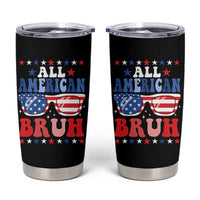 All American Bruh Patriotic 4th Of July Tumbler Cup USA Flag Sunglasses Teens Kids - Wonder Print Shop