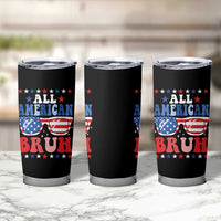 All American Bruh Patriotic 4th Of July Tumbler Cup USA Flag Sunglasses Teens Kids - Wonder Print Shop
