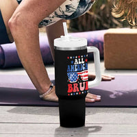 All American Bruh Patriotic 4th Of July Tumbler With Handle USA Flag Sunglasses Teens Kids - Wonder Print Shop