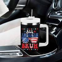All American Bruh Patriotic 4th Of July Tumbler With Handle USA Flag Sunglasses Teens Kids - Wonder Print Shop