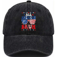 All American Bruh Patriotic 4th Of July Washed Cotton Baseball Cap USA Flag Sunglasses Teens Kids