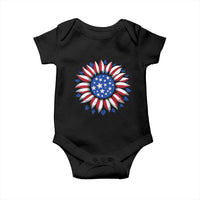 Sunflower American Flag Baby Onesie Floral USA 4th of July Merica - Wonder Print Shop
