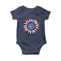 Sunflower American Flag Baby Onesie Floral USA 4th of July Merica - Wonder Print Shop