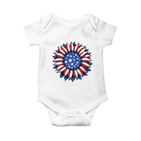 Sunflower American Flag Baby Onesie Floral USA 4th of July Merica - Wonder Print Shop