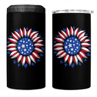 Sunflower American Flag 4 in 1 Can Cooler Tumbler Floral USA 4th of July Merica - Wonder Print Shop