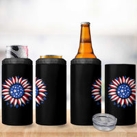 Sunflower American Flag 4 in 1 Can Cooler Tumbler Floral USA 4th of July Merica - Wonder Print Shop
