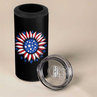 Sunflower American Flag 4 in 1 Can Cooler Tumbler Floral USA 4th of July Merica - Wonder Print Shop