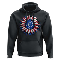 Sunflower American Flag Hoodie Floral USA 4th of July Merica - Wonder Print Shop