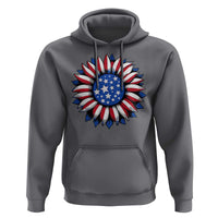 Sunflower American Flag Hoodie Floral USA 4th of July Merica - Wonder Print Shop