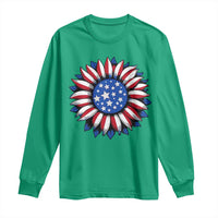 Sunflower American Flag Long Sleeve Shirt Floral USA 4th of July Merica - Wonder Print Shop