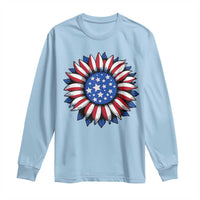 Sunflower American Flag Long Sleeve Shirt Floral USA 4th of July Merica - Wonder Print Shop
