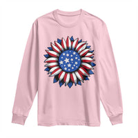 Sunflower American Flag Long Sleeve Shirt Floral USA 4th of July Merica - Wonder Print Shop