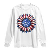 Sunflower American Flag Long Sleeve Shirt Floral USA 4th of July Merica - Wonder Print Shop