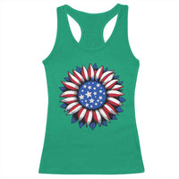 Sunflower American Flag Racerback Tank Top Floral USA 4th of July Merica - Wonder Print Shop
