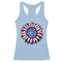 Sunflower American Flag Racerback Tank Top Floral USA 4th of July Merica - Wonder Print Shop