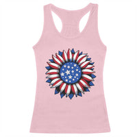 Sunflower American Flag Racerback Tank Top Floral USA 4th of July Merica - Wonder Print Shop