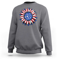Sunflower American Flag Sweatshirt Floral USA 4th of July Merica - Wonder Print Shop