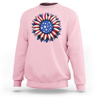 Sunflower American Flag Sweatshirt Floral USA 4th of July Merica - Wonder Print Shop