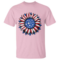 Sunflower American Flag T Shirt Floral USA 4th of July Merica - Wonder Print Shop