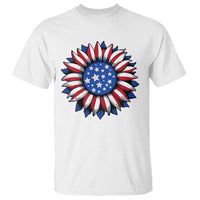 Sunflower American Flag T Shirt Floral USA 4th of July Merica - Wonder Print Shop