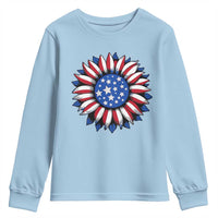 Sunflower American Flag Youth Sweatshirt Floral USA 4th of July Merica - Wonder Print Shop