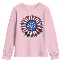 Sunflower American Flag Youth Sweatshirt Floral USA 4th of July Merica - Wonder Print Shop