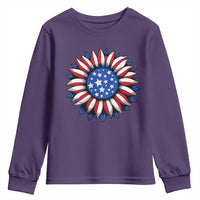 Sunflower American Flag Youth Sweatshirt Floral USA 4th of July Merica - Wonder Print Shop