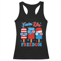 4th of July American Flag Popsicle Racerback Tank Top Tastes Like Freedom Patriotic Funny - Wonder Print Shop