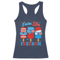 4th of July American Flag Popsicle Racerback Tank Top Tastes Like Freedom Patriotic Funny - Wonder Print Shop