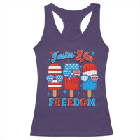 4th of July American Flag Popsicle Racerback Tank Top Tastes Like Freedom Patriotic Funny - Wonder Print Shop