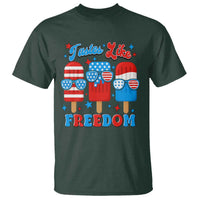 4th of July American Flag Popsicle T Shirt Tastes Like Freedom Patriotic Funny - Wonder Print Shop