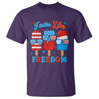 4th of July American Flag Popsicle T Shirt Tastes Like Freedom Patriotic Funny - Wonder Print Shop