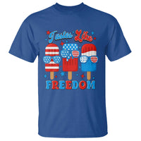 4th of July American Flag Popsicle T Shirt Tastes Like Freedom Patriotic Funny - Wonder Print Shop