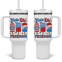 4th of July American Flag Popsicle Tumbler With Handle Tastes Like Freedom Patriotic Funny - Wonder Print Shop