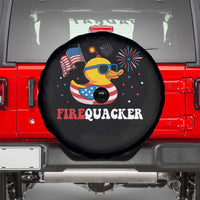 Funny July 4th Spare Tire Cover Patriotic Duck Firequacker American Flag - Wonder Print Shop