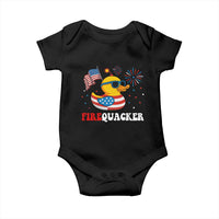 Funny July 4th Baby Onesie Patriotic Duck Firequacker American Flag - Wonder Print Shop