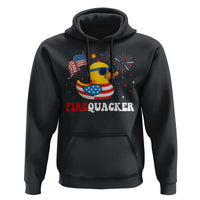 Funny July 4th Hoodie Patriotic Duck Firequacker American Flag - Wonder Print Shop