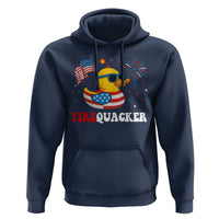 Funny July 4th Hoodie Patriotic Duck Firequacker American Flag - Wonder Print Shop