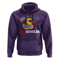 Funny July 4th Hoodie Patriotic Duck Firequacker American Flag - Wonder Print Shop