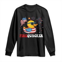 Funny July 4th Long Sleeve Shirt Patriotic Duck Firequacker American Flag - Wonder Print Shop