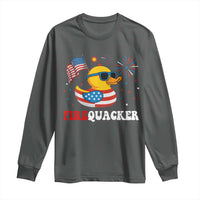 Funny July 4th Long Sleeve Shirt Patriotic Duck Firequacker American Flag - Wonder Print Shop